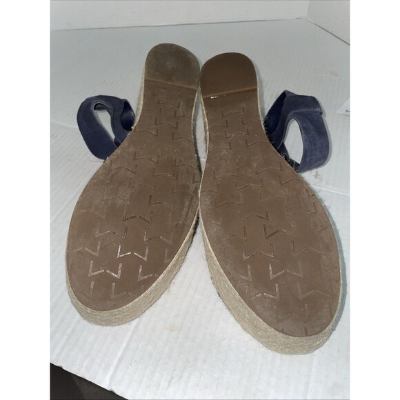 Marc Fisher Sandals Womens 10 Blue Suede Espadrille Platform Wedges Open‎ Toe - Picture 13 of 13